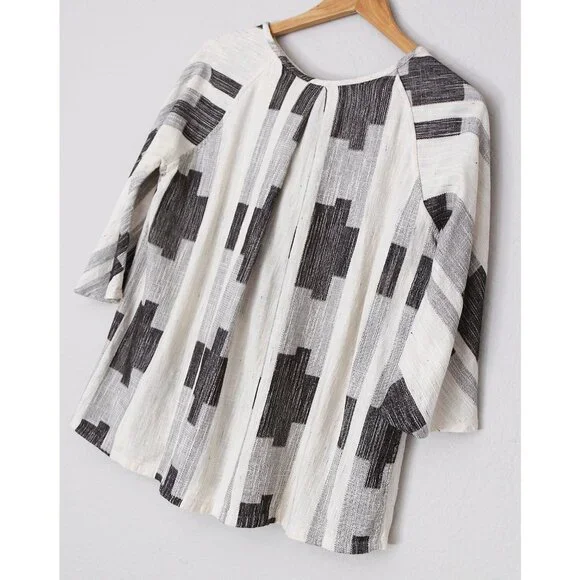 Ace & Jig Beatrice Blouse Top Mural Size M Reversible Cotton Lagenlook Rare $260 - Picture 4 of 16